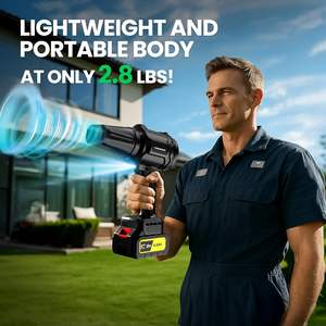 Souffleur de feuilles sans fil léger MD-R922 21V à batterie lithium, moteur sans balais, 2 batteries 4.0Ah, chargeur, 980 000 tr/min, garantie 1 an - Product Image 5