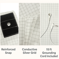 Drap plat de mise à la terre blanc, en coton biologique premium avec 5 % de fibres d'argent, drap conducteur pour le sommeil et le soutien à la récupération