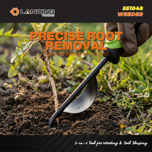 Désherbeur manuel de jardin robuste en acier au carbone 551048 avec 2 dents, poignée ergonomique en PP+TPR pour éliminer les racines profondes des pissenlits - Product Image 2