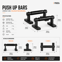 Barres de musculation robustes en acier avec poignées en mousse pour pompes, presse pectorale et exercices de force du haut du corps