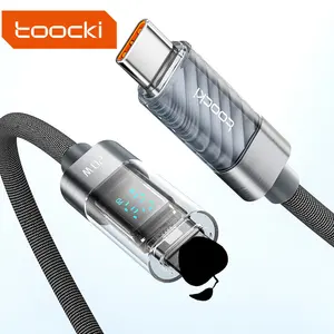 Toocki 20W cable USB de carga súper rápida pantalla digital transparente cable de datos USB para iPhone cable trenzado de teléfono móvil