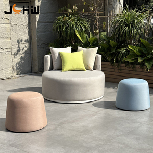 Divano da Giardino Moderno Rotondo in Tessuto Resistente ai Raggi UV con Cuscini Impermeabili e Confortevoli per Villa, Patio, Hotel e Giardino - Product Image 2