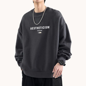 Sudadera Vintage de Cuello Redondo con Forro Polar Grueso para Hombre, Estilo Holgado para Otoño e Invierno, Nuevo Estilo, Logotipo Personalizado, Versátil, Sin Capucha - Product Image 4