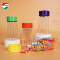 Bouteille en PET vide de qualité alimentaire Emballage de bonbons Cylindre Pots en plastique avec couvercles à vis pour le stockage de collations