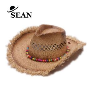 Sombrero de Paja Natural de Rafia para Mujer, Estilo Vaquero/Jazz, para la Playa y Ocasiones de Verano - Product Image 4