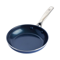 Poêle à frire Smartpan 8 pouces en aluminium antiadhésif avec poignée en acier inoxydable, design classique durable, capacité 2-3L, compatible gaz et induction