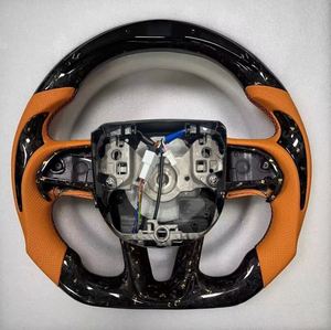 Accessoires intérieurs de voiture, volant en fibre de carbone <span class=keywords><strong>blanche</strong></span> <span class=keywords><strong>et</strong></span> LED pour Dodge Challenger Charger SRT 2015 2016 2017 2018 2019 - Product Image 1