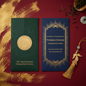Carte d'invitation de <span class=keywords><strong>mariage</strong></span> de luxe personnalisée en relief 3D avec pochette, couverture rigide en feuille d'or épaisse et enveloppes RSVP pour cérémonie VIP - Product Image 1