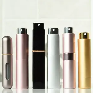 HeLun bulat persegi 5ml 8ml 10ml 15ml 20ml portabel Mini perjalanan bawah mengisi ulang aluminium parfum Atomizer memutar