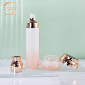 Botella de Vidrio Esmerilado de Alta Calidad con Base Redonda de 100 ml para Crema para el Cuidado de la Piel, con Tapa Dorada a Rosca, Botella de Loción Cosmética con Pulverizador Degradado - Product Image 5