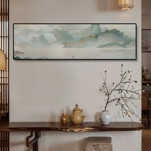<span class=keywords><strong>Pintura</strong></span> de <span class=keywords><strong>Paisaje</strong></span> Enmarcada de Estilo Chino Moderno Wabi-Sabi, <span class=keywords><strong>Pintura</strong></span> de Porcelana de Cristal de Lujo para Decoración de Sala de Estar - Product Image 1
