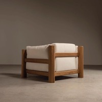 Fauteuil simple en bois massif au design moderne, style vintage et luxe discret, pour salon, balcon, hôtel, réception, style épuré