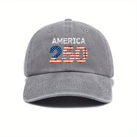 Gorra de Béisbol de PVC Lavable con Estampado del Día de la Independencia Americana, Unisex, 6 Paneles, Ajustable, para Exteriores, Personalizable, Fabricante de Gorras