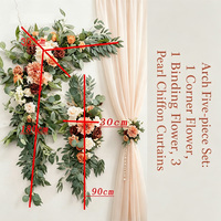 Kunstbloemen Chiffon Draperie Set van 5 Bloemstukken Ceremonie Bouquet Feestdecoratie Bruiloft Boog Achtergrond