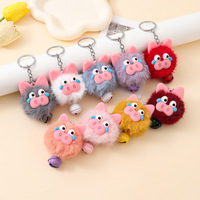 Porte-clés pendentif chat porte-bonheur en peluche, rembourré en coton PP doux, figurine mignonne de dessin animé avec clochette, pour sac d'école, cadeau pour meilleur ami, pour distributeur automatique