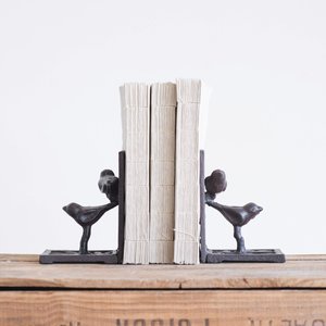 Sujetalibros de pájaros rústicos pesados de hierro forjado a mano artesanías de herrero en hierro fundido Juego de 2 para soporte de libros - Product Image 2