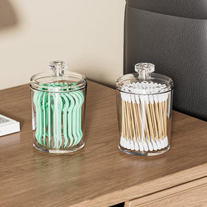 Juego de tarros organizadores de maquillaje de plástico transparente con tapa para toallitas de algodón, hisopos y esponjas, contenedor de almacenamiento de cosméticos, tres tamaños - Product Image 5