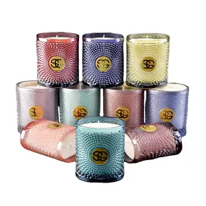 Sunny-diseño de cristalería, contenedores de vela de vidrio decorativos en forma ovalada, 360ml