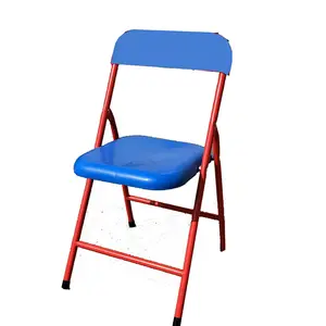 Оптовая продажа, синий складной детский стул с прочной стальной металлической рамой