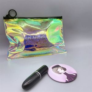 กระเป๋าเครื่องสำอางพีวีซีโฮโลแกรมแบบกำหนดเองสำหรับผู้หญิง พร้อมโลโก้  กระเป๋าซิปพลาสติกเลเซอร์ - Product Image 4