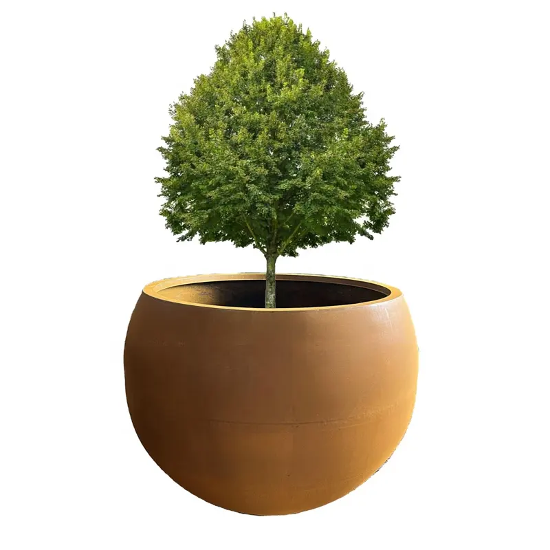 Kunden spezifische große Outdoor-Baum Metall Pflanzer Garten töpfe Big Corten Stahl Blumentopf
