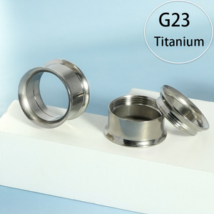 G23titanium Đồng hồ đo tai đường hầm đôi loe thịt cắm Bông tai cấy ghép y tế phẫu thuật thép bên ngoài cắm xuyên đồ trang sức - Product Image 5