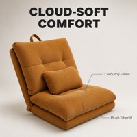 Fauteuil de sol pliable en velours côtelé avec coussin lombaire, chaise longue pliante pour salon et appartement, couleurs personnalisées, OEM
