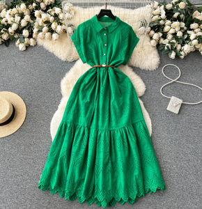 <span class=keywords><strong>Vestido</strong></span> de mujer, vestidos camiseros, cuello vuelto, línea A, manga corta, Regular, informal, <span class=keywords><strong>ajustado</strong></span>, cinturón <span class=keywords><strong>ajustado</strong></span>, Vestidos largos de verano - Product Image 4
