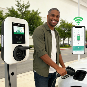 Cargador Inteligente para Vehículos Eléctricos YIXIN, Modo Dual Bluetooth y WiFi, Arranque/Parada Remota por Aplicación, 16A/32A, Pantalla HD, Protección de Red, Balanceo de Carga - Product Image 1