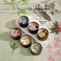 Vela de Cera de Soja con Flores Secas de Cristal, Estilo Moderno, Ideal para Decoración Navideña, Cumpleaños y Regalos de San Valentín