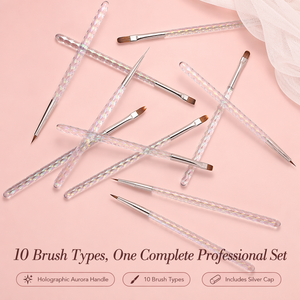 10Pcs Aurora Diamond Shaped Acrylic Handle Nail Art Brush Set Gel Builder Painting Tool Custom Logo OEM ODM for Nail Salon - Product Image 4
