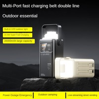 Batterie externe 30000mAh 22.5W à charge rapide avec 4 câbles intégrés, lampe de camping LED réglable, protection de sécurité multicouche