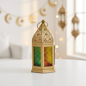 Fabricants de décorations du Ramadan, mini lanterne à bougie marocaine en métal avec design personnalisable - Product Image 1