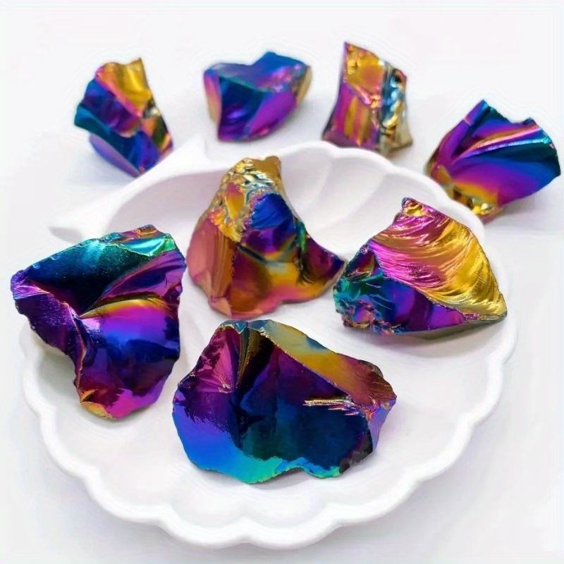 colourful Electroplated Obsidian Raw Stone