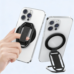 Soporte giratorio para teléfono de 360 ​​grados, soporte metálico plegable, correa de agarre para la mano, soporte de escritorio para teléfono móvil con múltiples ángulos - Product Image 3