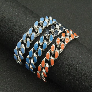 Hip-hop Decorative <b>Cuban</b> <b>Chain</b> Bracelet, Men's Cool Colorful Drip Splicing Bracelet Bracelet Bracelet. Tanjing - Product Image 3
