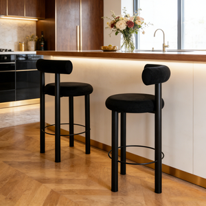 Tabourets de bar hauts noirs avec dossier, chaises de bar modernes du milieu du siècle pour îlot de cuisine, <span class=keywords><strong>chaise</strong></span> de bar en métal de luxe pour salle à manger - Product Image 5
