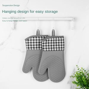 Silicone Oven Mitts Thickened Anti-Scald and Non-Slip High-Temperature Baking Mitts for <b>Microwave</b> Oven Kitchen Baking Special - Product Image 4