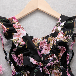Vestido de Verano para Bebé Niña, Manga Corta, Color Negro con Flores, Vestido Informal para Bebé Niña - Product Image 2