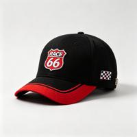 Gorra de Béisbol Bordada Personalizada de 6 Paneles con Diseño Retro de Auto de Carreras, Logotipo a Cuadros, Visera de Dos Colores, Ajustable, de Algodón, Deportiva, para Hombre