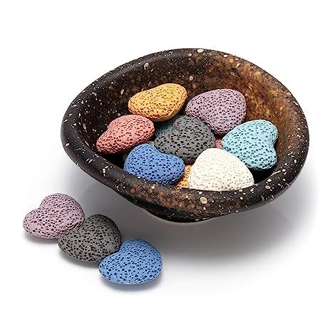 Lava Rock Stone Aromatherapy Essential Oil Diffuser Square Ceramic Fragrance Perfume Ware Bowl with Round Shape Lava Stone Beads