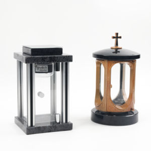 אבן טבע גרניט אבן טבע מעורב סגסוגת אלומיניום מעורבת עם אור מנורה סולארית עבור בית הקברות אור זיכרון קבר - Product Image 1