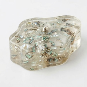 Pearl Decorative Modern Space-Saving Rectangle Clear Acrylic Jewelry Storage <b>Box</b> Metal Handle Rings <b>Earrings</b> Travel Handmade - Product Image 1