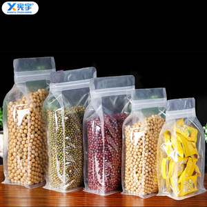 Custom Clear Eight-Sided Flat Bottom Stand-Up Pouch Food Grade Moisture Proof Plastic Bag with Handle for Grain Coffee Dry Goods - Product Image 2