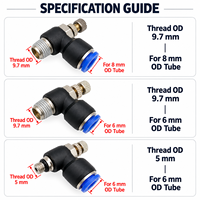 Nouvel embout pneumatique réglable pour coude de raccordement, pour assistance laser CO2, connecteur enfichable pour tube de 6 mm/8 mm de diamètre extérieur