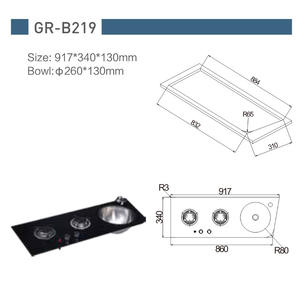 Cuisinière à gaz GR-B219 917*340*130 mm en verre trempé et acier inoxydable avec évier, accessoires intérieurs pour camping-cars, yachts et bateaux - Product Image 3