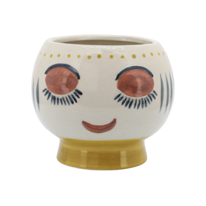 Maceta Redonda de Cerámica con Diseño de Rostro Pintado a Mano para Decoración del Hogar y Uso en Exteriores - Product Image 2