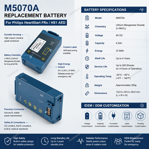 แบตเตอรี่เครื่องกระตุกหัวใจไฟฟ้า M5070A <span class=keywords><strong>AED</strong></span> สำหรับ <span class=keywords><strong>Philips</strong></span> HeartStart FRx HS1 9V 4.2Ah ลิเธียมแมงกานีสไดออกไซด์ แบตเตอรี่สำรองทางการแพทย์ - Product Image 3
