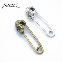 YuenZ Breloque Crâne Bicolore en Alliage de Zinc Argent Vieilli pour Fabrication de Bijoux et Artisanat DIY 50*14mm avec Trou de 4.5mm