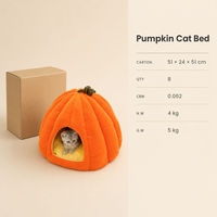 Lit pour chat en forme de citrouille, maisonnette en peluche pour animaux de compagnie, abri en coton amovible et lavable, lit d'intérieur toutes saisons